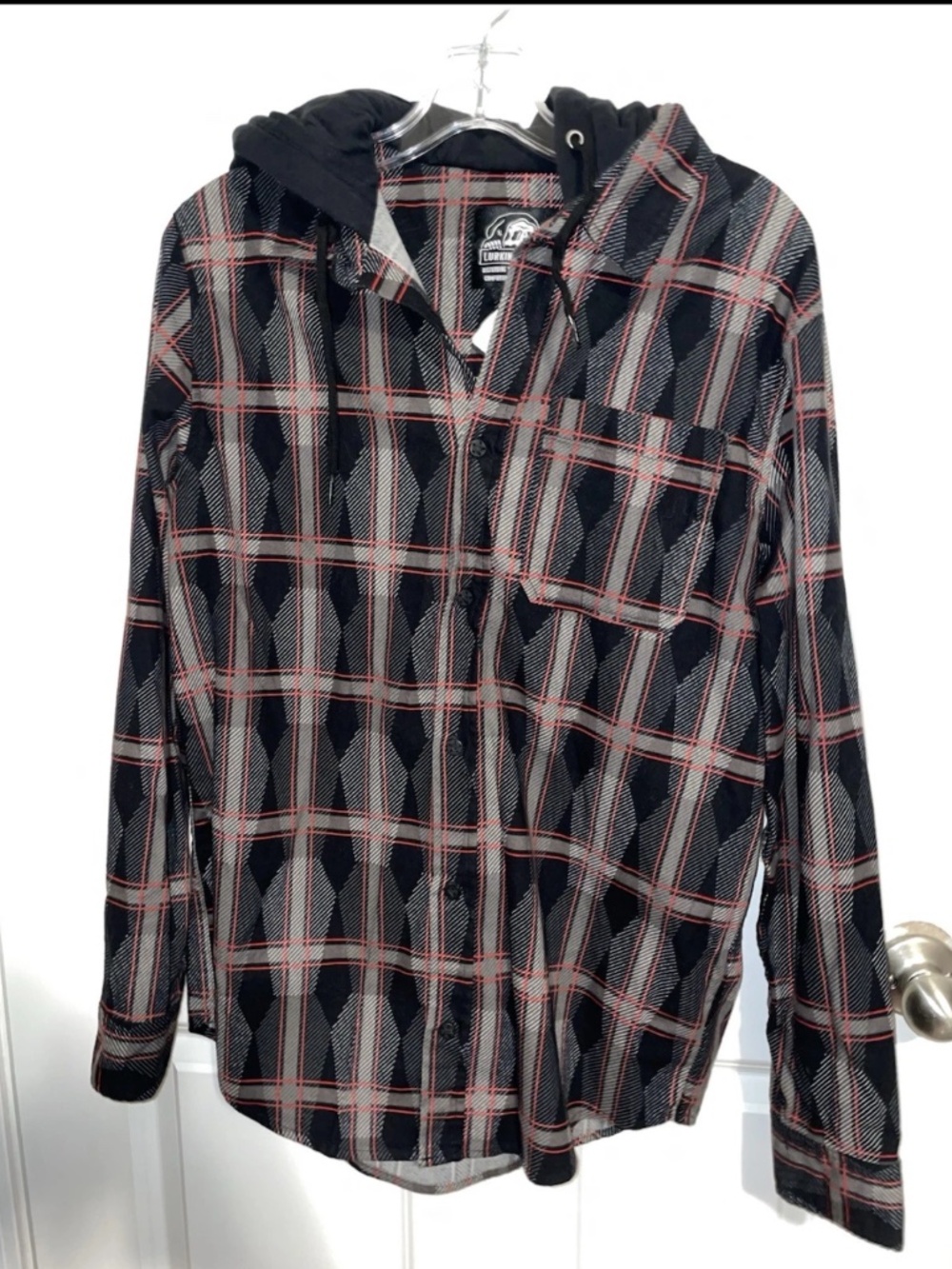 Lurking Class Cobra Kai Photo Double Red & Black Plaid Hooded Flannel Men’s Sz M